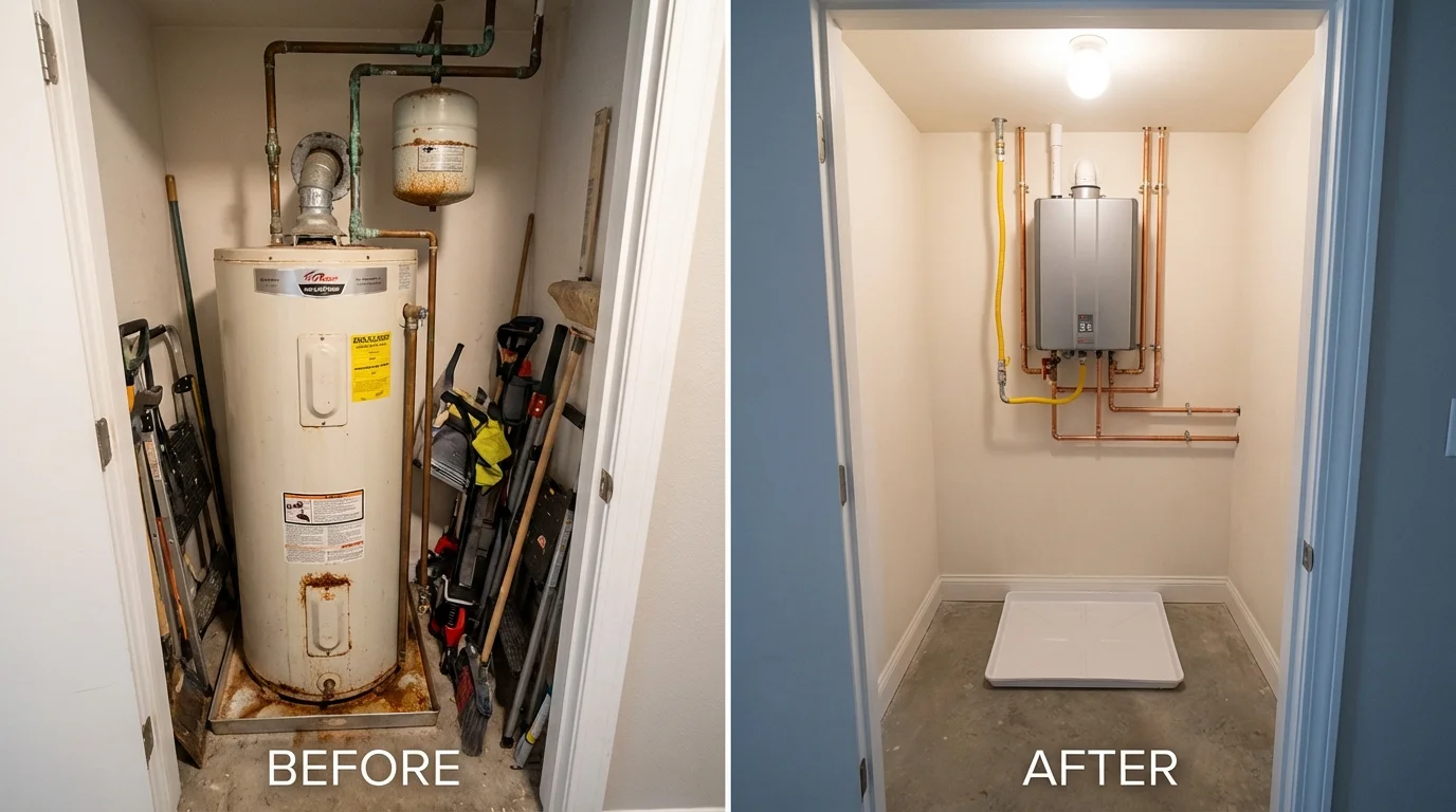 Tank water heater versus wall-mounted tankless unit comparison for Colorado Springs, CO homeowners