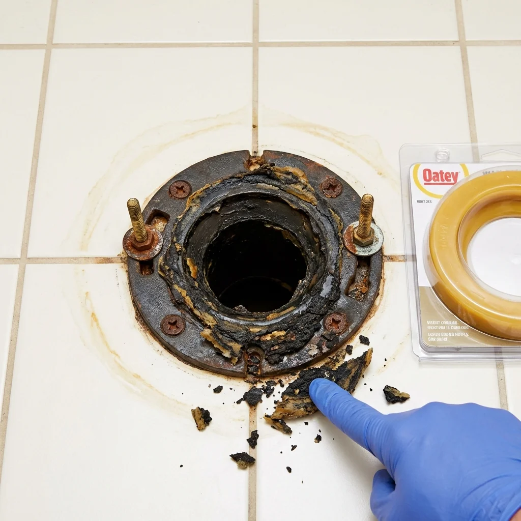 Failed wax ring showing water seepage at the base of a toilet in a Colorado Springs, CO home