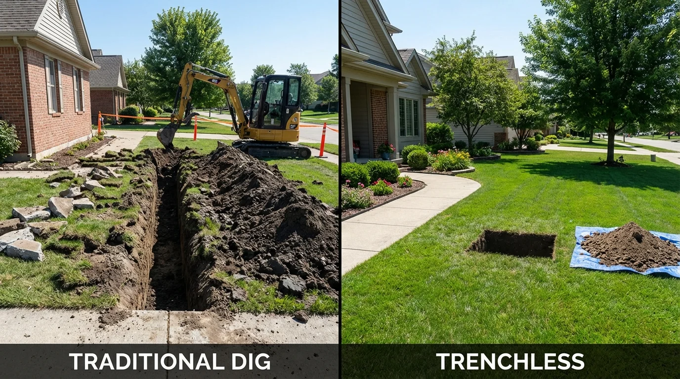 Trenchless sewer repair with minimal yard damage versus traditional excavation in Colorado Springs, CO